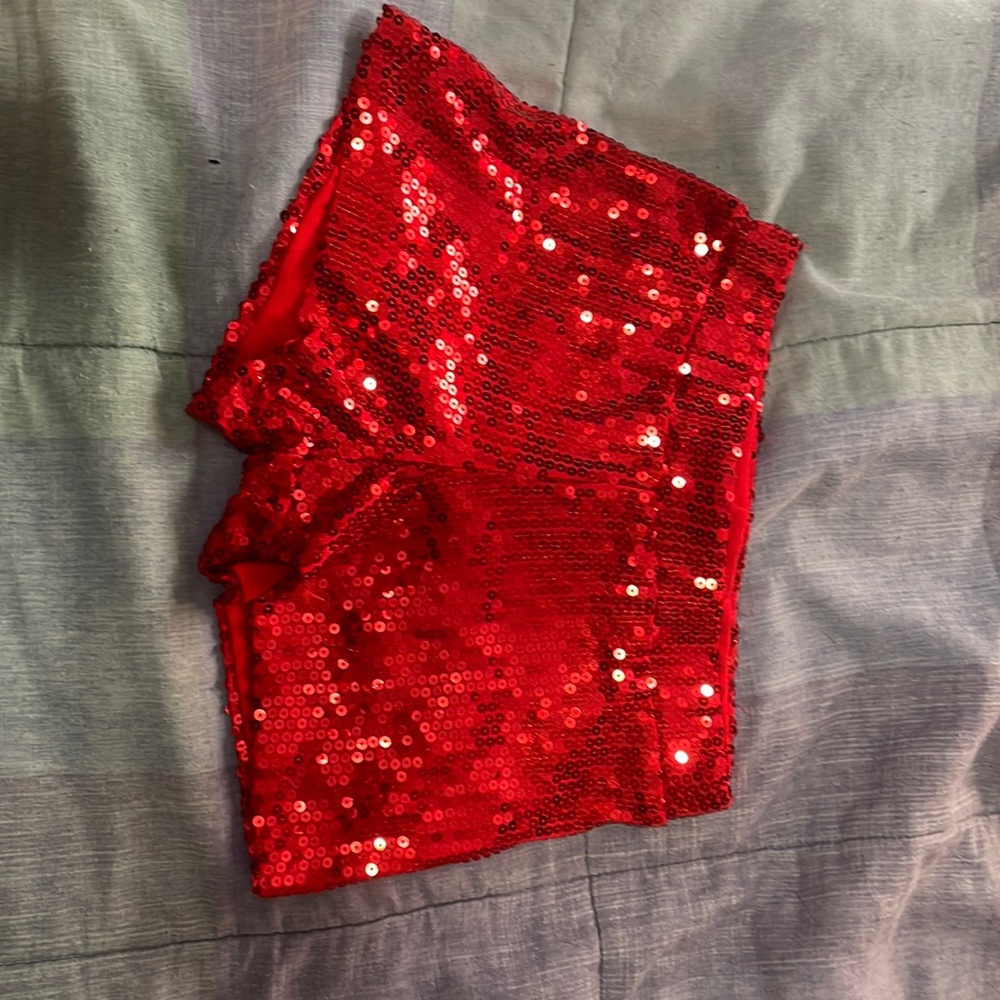 Red spirit sequin shorts
